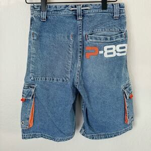 Vintage Paco Jeans Boys Blue Denim Shorts Cargo Bottoms Striped Size Kids 12